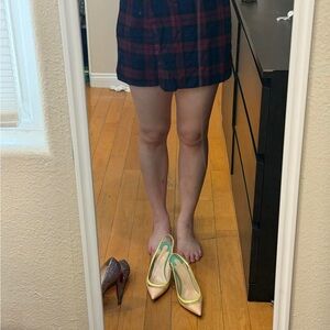 Lovers + Friends Plaid Mini Skort in Red and Blue